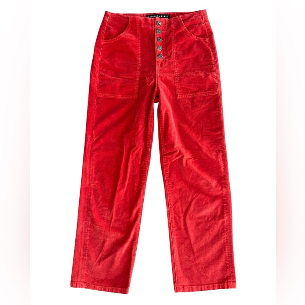 Veronica Beard | Women’s Rust Red Crosbie Corduroy Cropped Ankle Pants Trouser 4